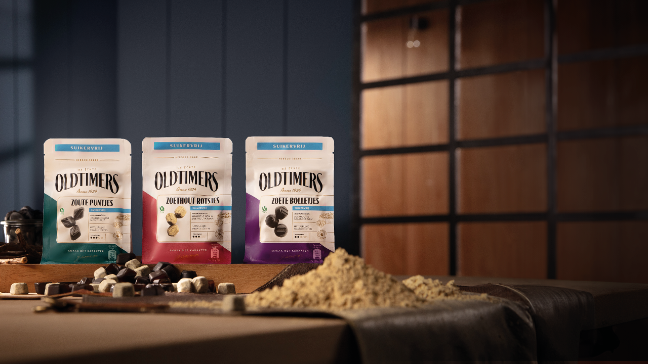 Oldtimers drop 3 suikervrij zakjes met drop